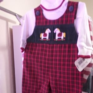 Christmas Infants Outfit/Set 2 pc. Red & Green Plaid Size 6 months